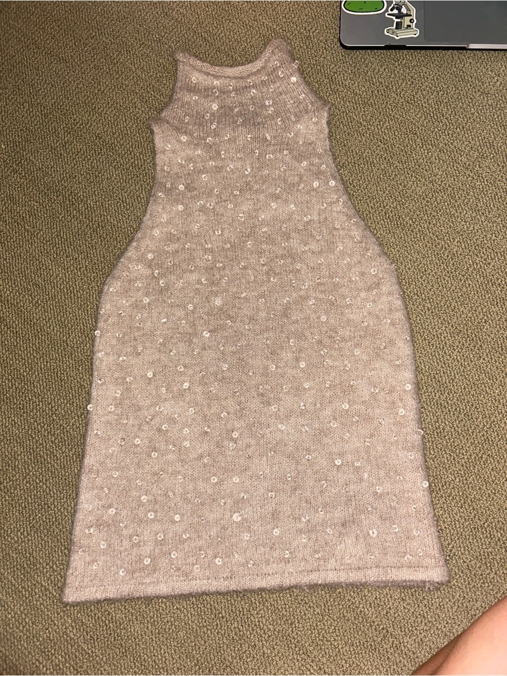 Zara Tan Beaded Halter Neck Sweater Tank